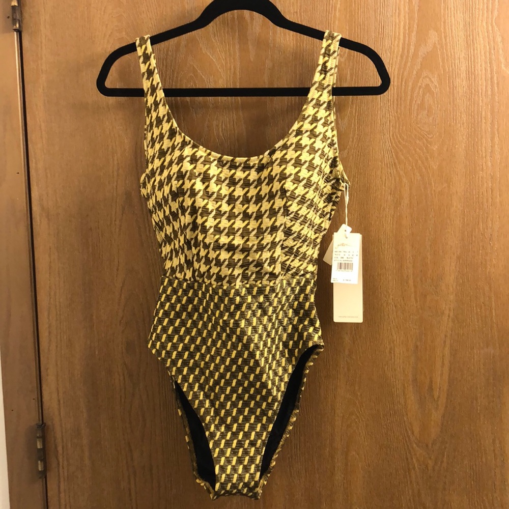 Gottex Gold and Brown Open-Back One-Piece Swimsuit (NWT)